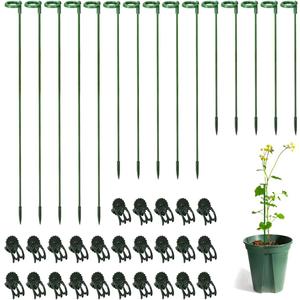 LUCKJUJU 30 Pcs Plant Support Stakes with 30 Pcs Plant Clips Garden Floral Flower Support Single Stem Support Stake for Phalaenopsis Orchid Flower Roses Amaryllis