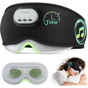 LC-dolida Voice Control Bluetooth Sleep Mask, Bamboo Cotton Bluetooth Sleep Headphones with 3D Zero-Pressure Cups and Timer Setting, Total Blackout Sleep Eye Mask for Side Sleepers, Black