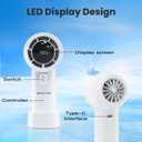 2 x Handheld Fan, Portable Turbo Fan, Mini Small Pocket Fan with 5 Speeds Perfect for Camping, and Outdoor Activities. Rechargeable 3000mAh Battery and Digital Display, Ideal Gift, Travel Essentials