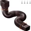 Flexible Gutter Downspout Extensions - Heavy Duty Drain Extender for Rainwater Drainage, Adjustable Downspout Connector  Extendable from 21ft to 60ft(Brown)