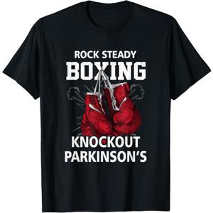 Vintage Boxing Gloves Rock Steadys Boxing Knockout Parkinson T-Shirt Small