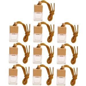 Garneck 10pcs Hanging Perfume Bottles Empty Glass Car Fragrance Bottles Transparent Design for Home Freshening Lightweight Refillable Aromatherapy Vials