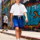 Cozople Boys Swim Trunks Quick Dry Compression Liner Swim Shorts Summer Bathing Suit with Inner Pocket Swimwear 7-20T (Fade Dark Blue)