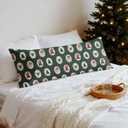 Mancheng-zi Retro Green Christmas 20x54 Body Pillow Cover Pillowcase with Zipper, Preppy Girly Christmas Decor, Vintage Xmas Tree Santa Claus Holiday Decorative Long Hug Pillow Cases for Bed Couch