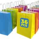 Sanyuanzhou 36 Pack Gift bags with handles8.2"3.1"5.9" paper bags with handles bulkFor children's birthdays, baby showers, crafts, weddings, party supplies (6 colors)