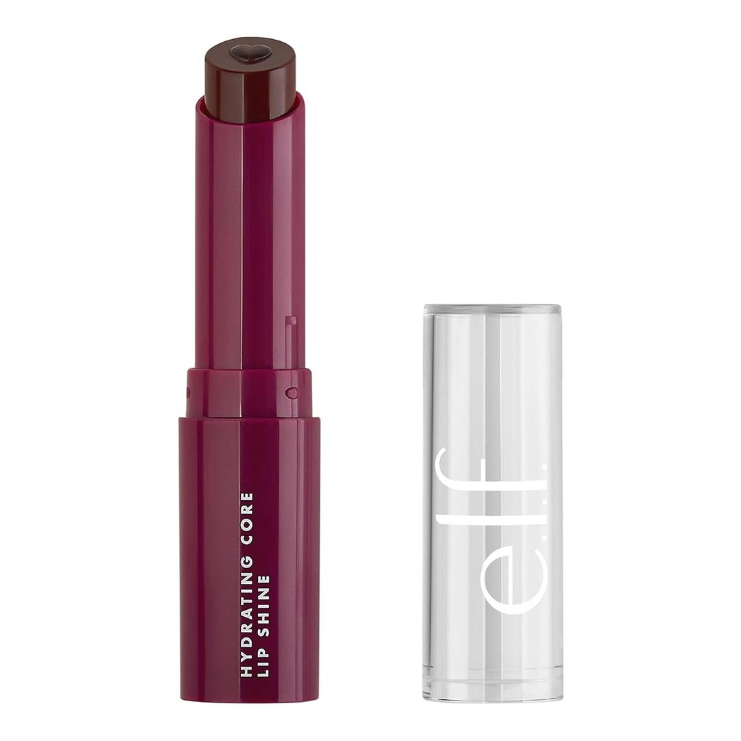 e.l.f. Hydrating Core Lip Shine, Lip Balm For A Sheer Tint Of Color & Soft Shine, Made With Nourishing Vitamin E, Vegan & Cruelty-Free, Ecstatic (0.09 Ounce (Pack of 1))