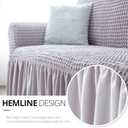 NICEEC Sofa Slipcover Grey Sofa Cover 1 Piece Easy Fitted Sofa Couch Cover Universal High Stretch Durable Furniture Protector with Skirt Country Style (3 Seater Lilac Gray)