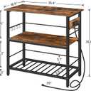HOOBRO Kitchen Island with Storage, Kitchen Island Table with Power Outlet, 35.4" L 3 Tier Coffee Station and Microwave Stand, for Home, Dining Room, Rustic Brown and Black BF021ZD01