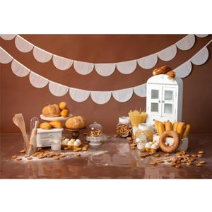 YongFoto Bakery Baking Table Backdrop 7x5ft Bread Donut Biscuit White Cabinet Photography Background Boy Girl Cake Smash Birthday Baby Shower Party Banner Portrait Photoshoot Wallpaper Studio Props