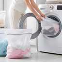 Mesh Laundry Bags for Delicates, Lingerie Wash Bags with Auto-Lock Zipper, 100% Polyester Fine Mesh, White Net, 2XL, 2L, 2S