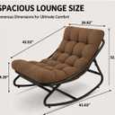 Garvee Papasan Rocking Chair, Thick Cushion, 450 lb Frame, Dark Walnut Brown, 61.02"D × 29.92"W × 32.28"H