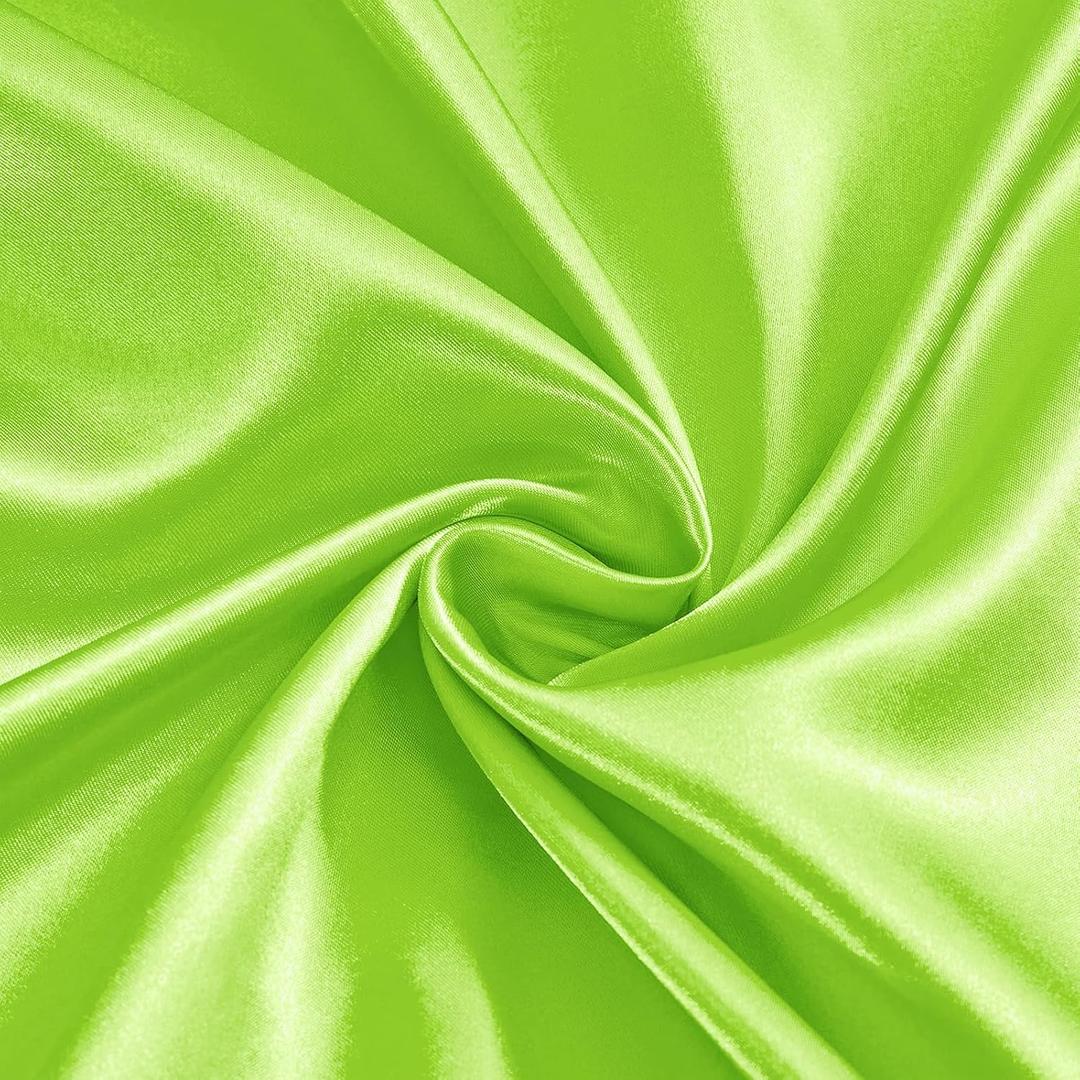 Ersmak Lime Green Satin Fabric by The Yard, 60" Wide Shiny & Soft Charmeuse Silky Satin Fabric for DIY Craft, Wedding Decorations, Sewing, 1 Yard