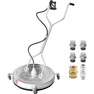JANZ 30'' Pressure Washer Surface Cleaner with 4 Wheels,Dual Handle,Stainless Steel Housing, 2 Hose Adapters and 4 Replacement Nozzle Cores,Ideal for Driveways, Sidewalks,Patios,Decks Cleaning