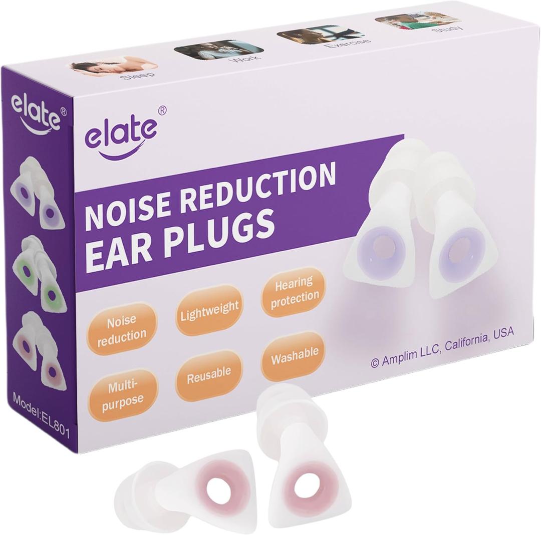 Elate Fashionable Customizable Silicone Ear Plugs with 3 Interchangeable Color Rings - Stylish Hearing Protection for Sleep, Study, Travel, Autism, ADHD, Concerts & Swimming - White