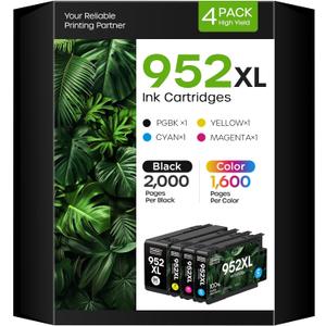 952XL 952 XL Ink Cartridge Replacement for HP 952XL Ink Cartridges Combo Pack (4 Pack Yellow Cyan Black Magenta) for OfficeJet Pro 8710 8720 8210 8702 8715 7740 Printer