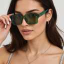 Vintage Square Sunglasses for Men Women Trendy Chunky Rectangle Frame Rivet Design Black Shades UV Protection