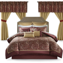 Madison Park Essentials Brystol 24 Piece Room in a Bag Faux Silk Comforter Jacquard Paisley Design Matching Curtains Down Alternative Hypoallergenic All Season Bedding-Set, King (104 in x 92 in), Red | Matching Curtains Room in a Bag, Down Alternative Bedding Set, All Season, Machine Washable, Wrinkle Resistant, Ultra Soft