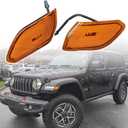 LED Side Marker Lights Compatible with 2018-2025 Jeep Wrangler JL Gladiator JT Front Fender Flares Turn Signal Lamp Corner Indicator Light (Amber Lens)