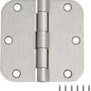 Design House Door Hinges for Interior Doors 6-Pack 3.5-inch x 3.5-inch  Rounded 5/8-inch Radius Steel Door Hinge  Satin Nickel  Fits Standard Doors  Design House 189688
