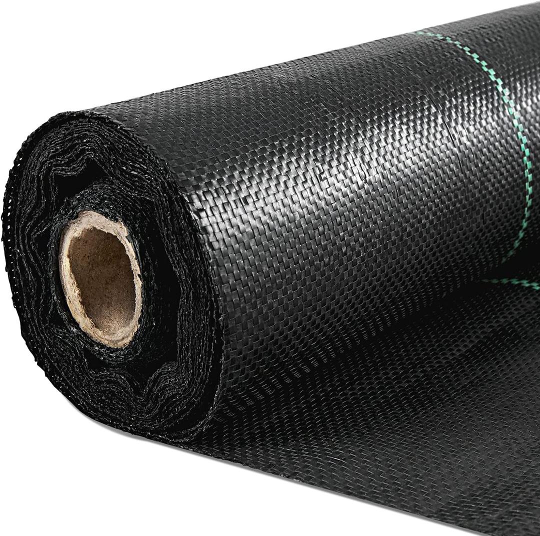 Happybuy 6FTx300FT Premium Weed Barrier Landscape Fabric Heavy Duty 3OZ, Woven Weed Control Fabric, Good Permeability for Weed Block Gardening Mat, Driveway Fabric, Landscaping Fabric, Ground Cover