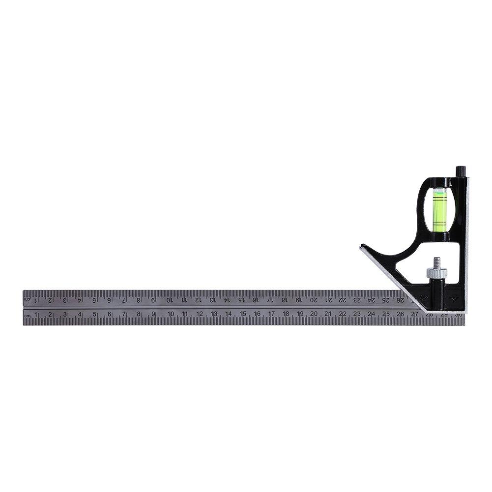 Joyzan Combination Square, Stainless Steel Combo Rafter Framing Woodworking Metal Pocket Tool Accurate Metric T Measure Set 45 to 90 Degree Marking Level Bubble for Carpenter Electricians 12 inch