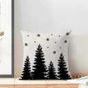 2 x CXMEIFLY Christmas Pillow Covers 16x16 Inch Set of 2 Cream Black Christmas Tree Snowflakes Decor Throw Pillows Winter Xmas Holiday Outdoor Cushion Cases for Couch Bed Decorations