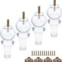 Mcredy Furniture Legs 5.9" Height Modern Acrylic Couch Sofa Bench Dresser Legs with Mounting Hardware for Couch Table Chair Sofa Feet Replacement Cabinet Leg, 4 Packs