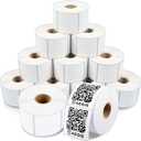 Aegis Adhesives - 2" X 2" Square Direct Thermal Labels (12 Rolls, 700 Labels/Roll) Multipurpose for QR Codes, Barcodes - Perforated, Compatible with Rollo, Zebra, and Other Desktop Label Printers