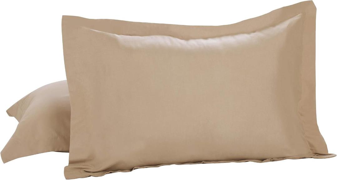 Todays Home Tailored Bed Pillow Shams, Cotton Blend Design, Standard, Mocha, 2-Pack