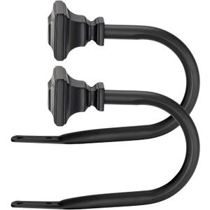 Black Square Finials Curtain Holdbacks - Set of 2 Decorative Rods, Drapery Holdbacks for Wall