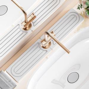 Dayacoco Faucet Mat for Kitchen Sink,Super Absorbent Diatomite faucet mat, Quick Drying Stone Sink Tray, Faucet Splash Guard for Kitchen,Bathroom Counter (White, 23.6 x 3.9inch)