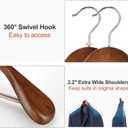 TOPIA HANGER Wide Shoulder Wooden Hangers, Suit Hangers with Non Slip Pants Bar & 360 Swivel Hook, Solid Wood Heavy Duty Coat Hanger, 10 Pack (Walnut)-CT02WA-10
