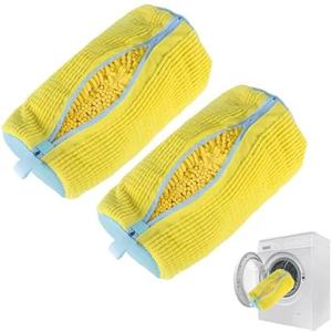 MURAEL Shoe Washing Machine Bag,Laundry Shoe Bag For Washer And Dryer,Shoe Washing Bag for Washing Machine, Shoe Cleaning Bag For All Shoe Types Reusable Shoe Washing Bag(Yellow 2pcs) Set of 2
