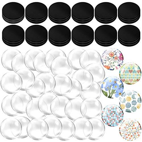  72 Pieces Craft Magnets Glass Ceramic Ferrite Magnet with Adhesive Backing and Transparent Clear Glass Cabochons for DIY Craft Fridge Refrigerator Pendants(1 Inch,Round) : Home & Kitchen