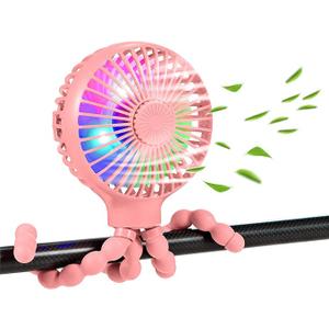 Versatile Battery Operated Stroller Fan Flexible Tripod Clip On Fan with 3 Speeds and Rotatable Handheld Personal Fans for Car Seat Crib Bike Treadmill (Pink)