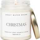 Sweet Water Decor Christmas Candle | Cinnamon, Trees, Orange, and Clove Scents | Christmas Candles and Decor for Home | 9oz. Clear Jar Soy Candle, Made in The USA (Text Label)