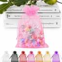 ANZNKU 50PCS Pink Organza Bags 5x7 in, Small Gift Bags Bulk for Jewelry Makeup Sachet Candy, Cute Small Mesh Goodie Bag Drawstring for Wedding Party Favor Baby Shower & Easter Gifts Wrap (1 count (Pack of 50))