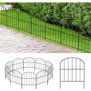 OUSHENG Small Decorative Garden Fence, 10ft (L) x 16.5in (H) Fencing, Rustproof Metal Wire Panel Border Animal Barrier for Dog, Flower Plant Edging for Yard Backyard Outdoor, Arched