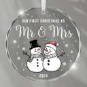 Our First Christmas Together Ornament 2025 - Wedding Gifts for Couples Unique, Newlywed Gift for Couples 2025, Mr and Mrs Gifts, Bridal Shower Gift, 1st Christmas Married Glass Ornament