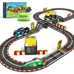 Magnetic Tiles Racing Track & Road Expansion Set with Magnet Car, Magnetic Block Building Toys Games for Toddler Kids, STEM Montessori Toys for 3+ Year Old Boys & Girls, Car Lovers Must Haves