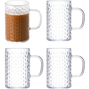 Hawnn Coffee Mugs Set of 4, Unbreakable Clear Coffee Mugs with Handle, 16 Ounce Reusable Plastic, Dishwasher Safe
