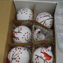 Eaasty 6 Pcs Glass Red Cardinal Christmas Ornaments Cardinal Ornaments for Christmas Tree Vintage Red Bird Decoration Cardinals Balls Glass Ornament for Xmas Tree Memorial Gifts Holiday Decor