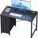 Pamray 32 Inch Computer Desk with 4 Drawers Small Office Desk for Home Bedroom Study Writing Simple Modern Computer Table Black