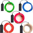 El Wire 5 Pack(Red,Blue,White,Green,Pink),9ft/2.75m neon Light Flash Electroluminescence, Used for DIY Design, Decoration...