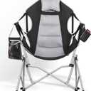 Oversized Hammock Camping Chairs, Folding Swing Chair with 1-Step Design, Swinging Hammock Chair with Adjustable Backrest, Lumbar Support & Headrest for Outdoor&Indoor, Support 400LBS, Black