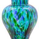 LCCCK 9.5" Tall Teal Blue Glass Vase Beautiful Hand Blown Glass Decor Flowers Vases for Centerpieces, Modern Murano Glassde Art Teal Vase, for Home Decor Table Entryway Wedding Decoration