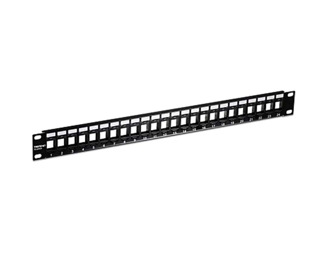 TRENDnet 24-Port Blank Keystone 1U Patch Panel, 1U 19" Metal Rackmount Housing, Recommended with TC-K25C6 & TC-K50C6 Cat6 Keystone Jacks (Sold Separately), Black, TC-KP24