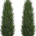 Briful 4FT Artificial Cedar Topiary Trees for Outdoor Set of 2, UV Resistant Faux Cedar Plants in Pot for Front Door Porch Entryway, Indoor Outdoor Decorative Greenery, Fake Shrubs for Home Patio
