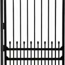 Nuwovwo Steel Fence Gate 6ft H x 4.2ft W for Metal Fence Panels, Galvanized Steel Gate with Dog Pickets, DIY Installation for Garden Fence, Wrought Iron Style, Incl. 1 Fence Post Black