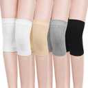 Geyoga 4 Pairs Knee Warmers for Women Men Breathable Leg Warmers Knee Brace Pad Leg Compression Sleeve for Cycling Running Sports(White, Black, Nude Color, Gray, Large)